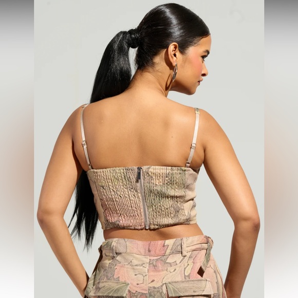 Printed Denim Corset Top - Picture 4 of 5